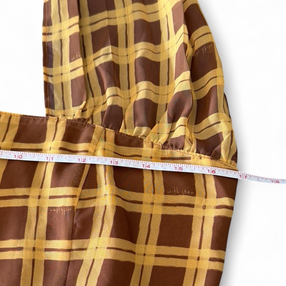 With Jean Brown and Tan Checkered Crop Top - Picture 4 of 5